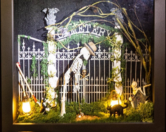 Golfing in the Cemetary Miniature Shadowbox